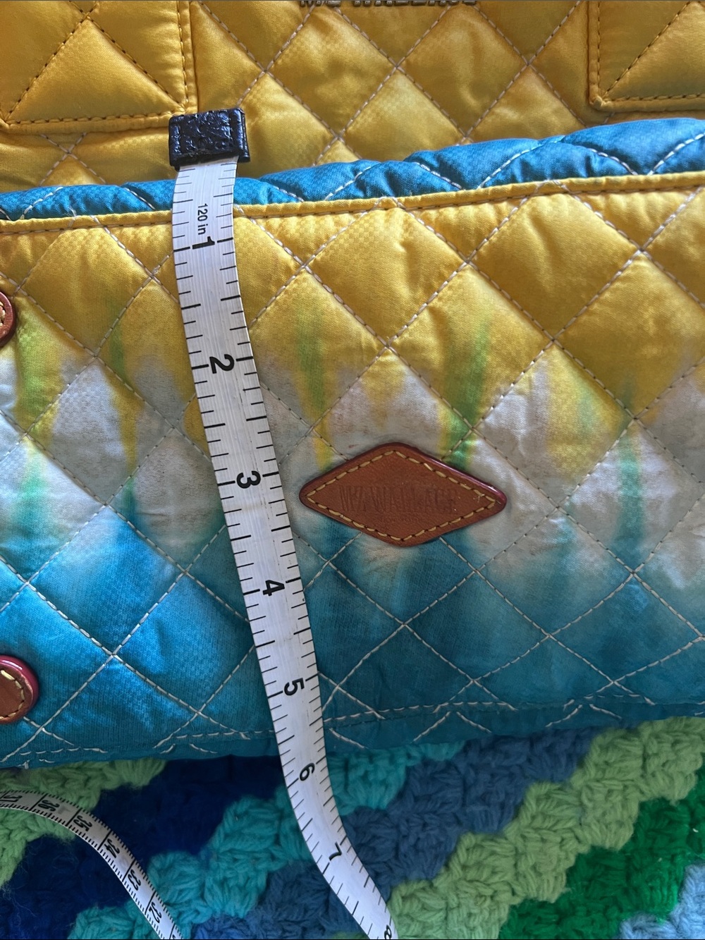 MZ Wallace Yellow Blue Ombre Quilted Crossbody Tote - Picture 11 of 11